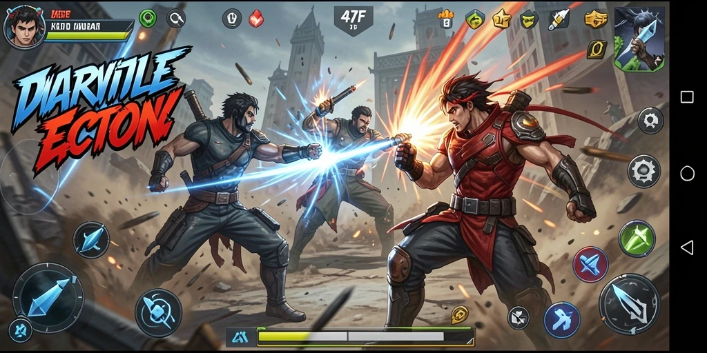 Tampilan gameplay seru dari 47F dengan aksi pertarungan yang intens.