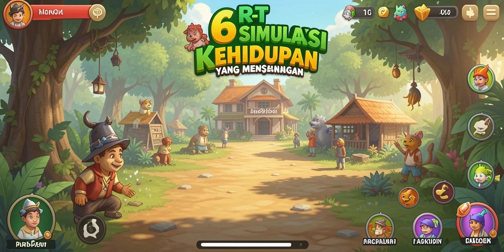 Screenshot dari gameplay 6RT yang menampilkan simulasi kehidupan.