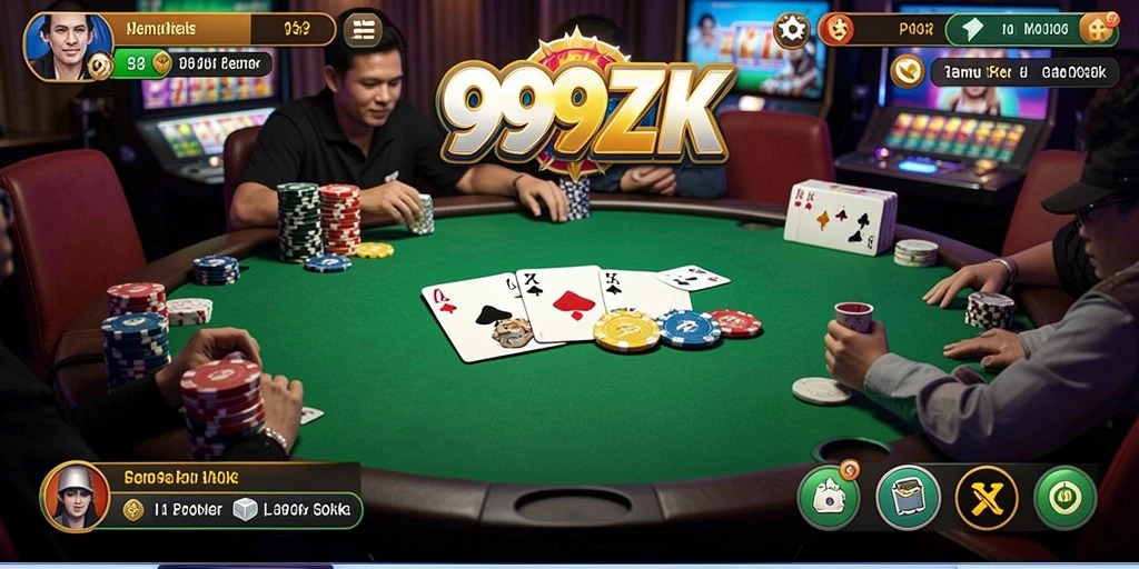 Screenshot 999ZK menampilkan aksi seru permainan Poker.