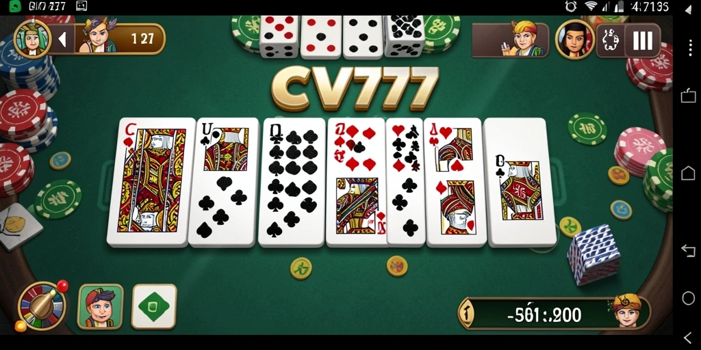 Screenshot gameplay seru dari CV777 yang menampilkan permainan Domino.