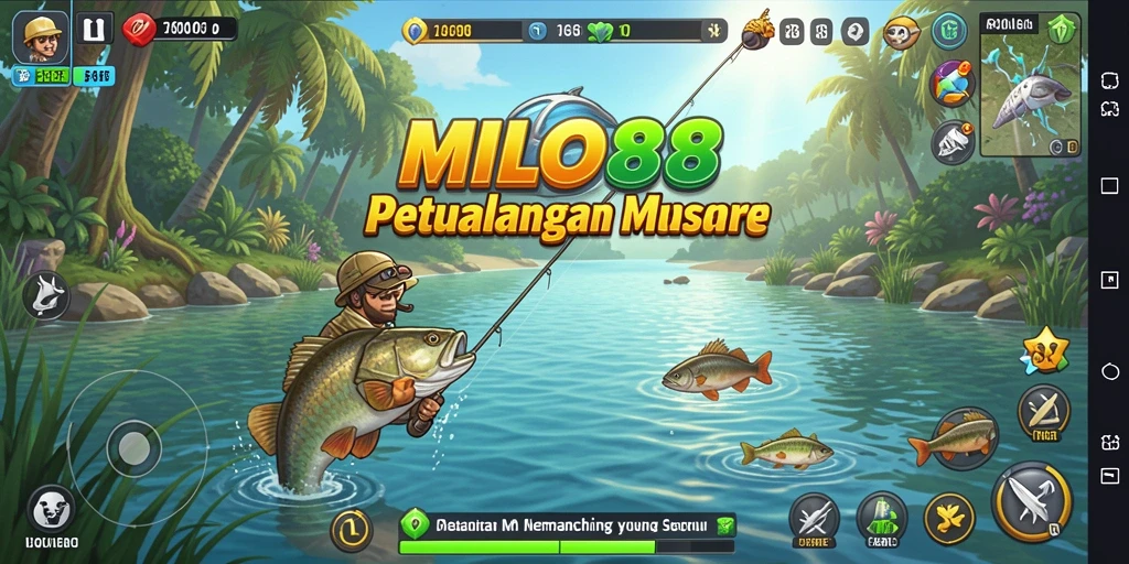 Gameplay seru yang menampilkan aktivitas memancing di berbagai lokasi.