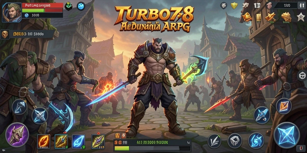 Tangkapan layar menunjukkan pertarungan epik dalam game ARPG TURBO78.