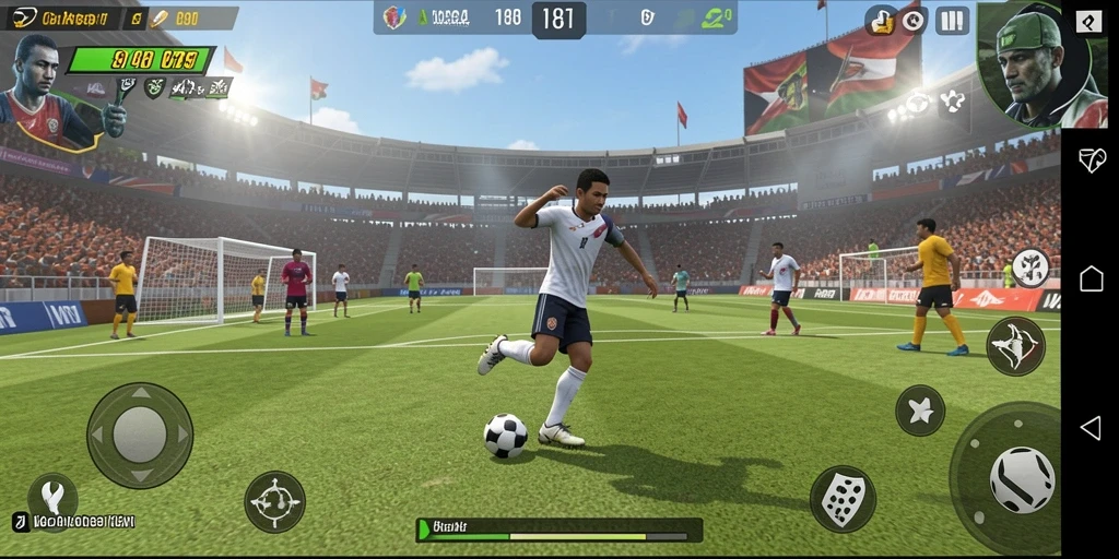 Tampilan gameplay V87 yang menegangkan dalam pertandingan olahraga.